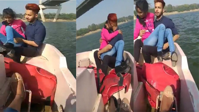 Girlfriend Kissing With Boyfriend In Boating
