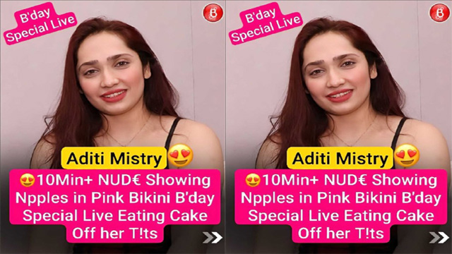 Aditi Mistry Nude Showing – Nipple in Pink B!kini – Birthday Special Live